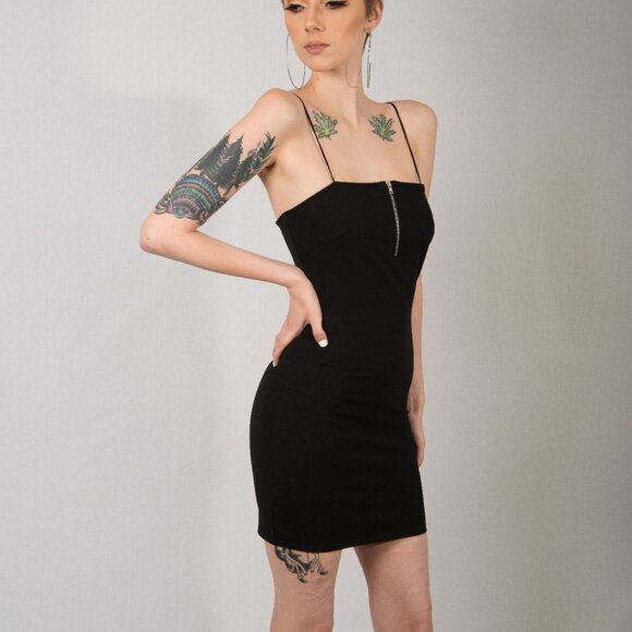 Zipper Black Dress - Picture 2 of 3